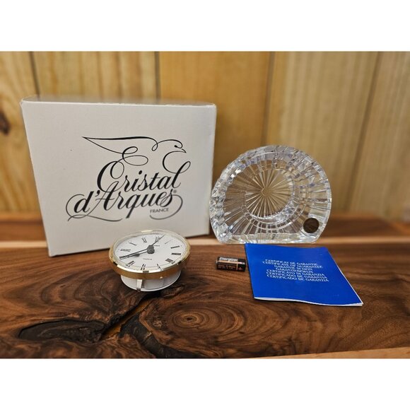 Cristal DArques France Crystal Desk Clock With Roman Numerals & Battery Included - Picture 4 of 12